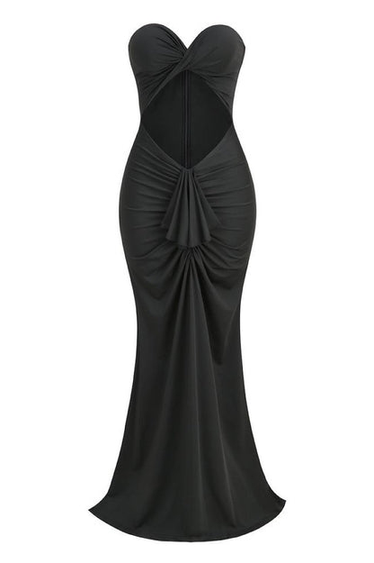 Strapless Sweetheart Twist Cutout Mermaid Maxi Dress