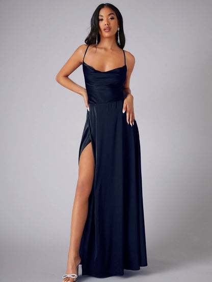 Slimming, Figure-hugging Backless Halter-neck Long Dress