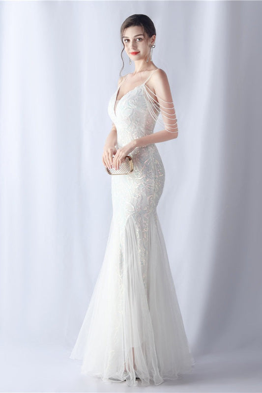 | Beaded Mesh Maxi Dress