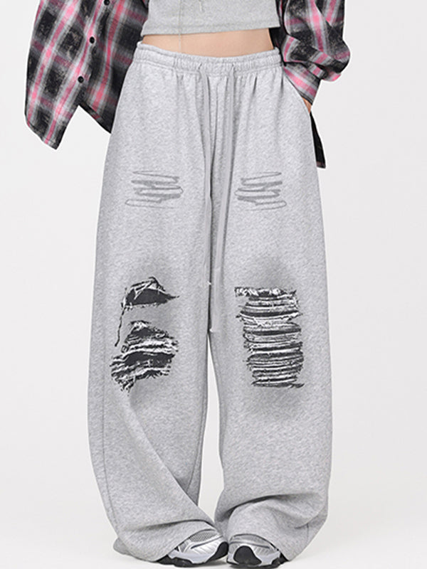 Street Offset Ripped Pattern Sweatpants