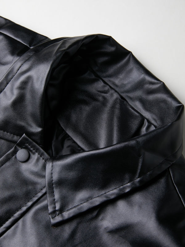 Oversized Black Faux Leather Jacket