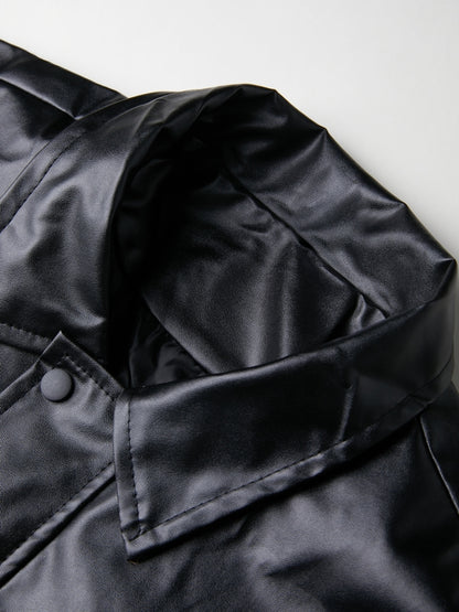 Oversized Black Faux Leather Jacket