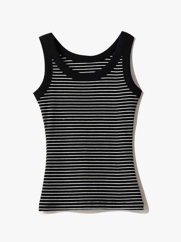 Striped Print U Neck Tank Top