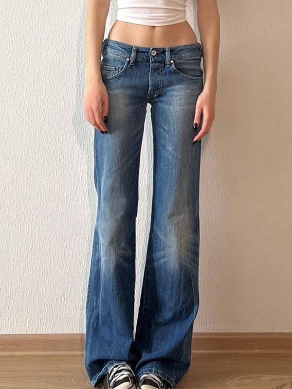 Low Rise Washed Bootcut Jeans