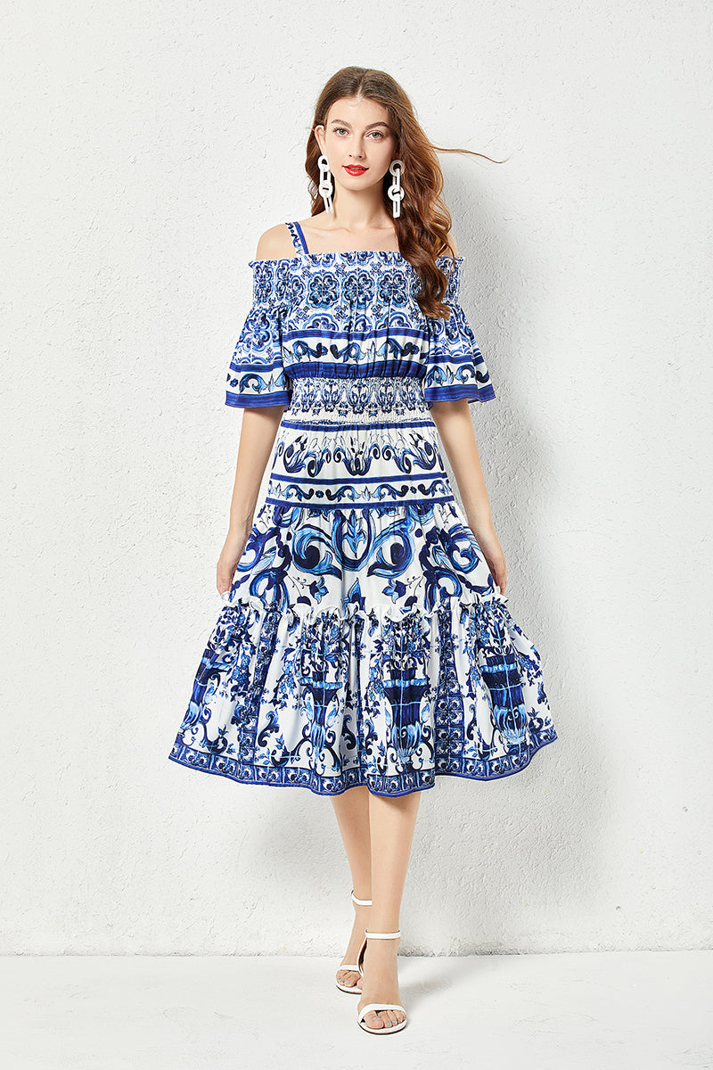 Women’s Floral Print A-Line Midi Dress – Perfect for Summer