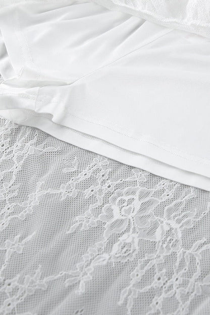 Lace Sheer Split Ruffle Asymmetrical Skirt