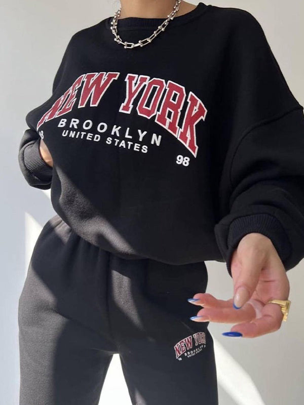 Contrast Color Letter Print Pullover Sweatshirt