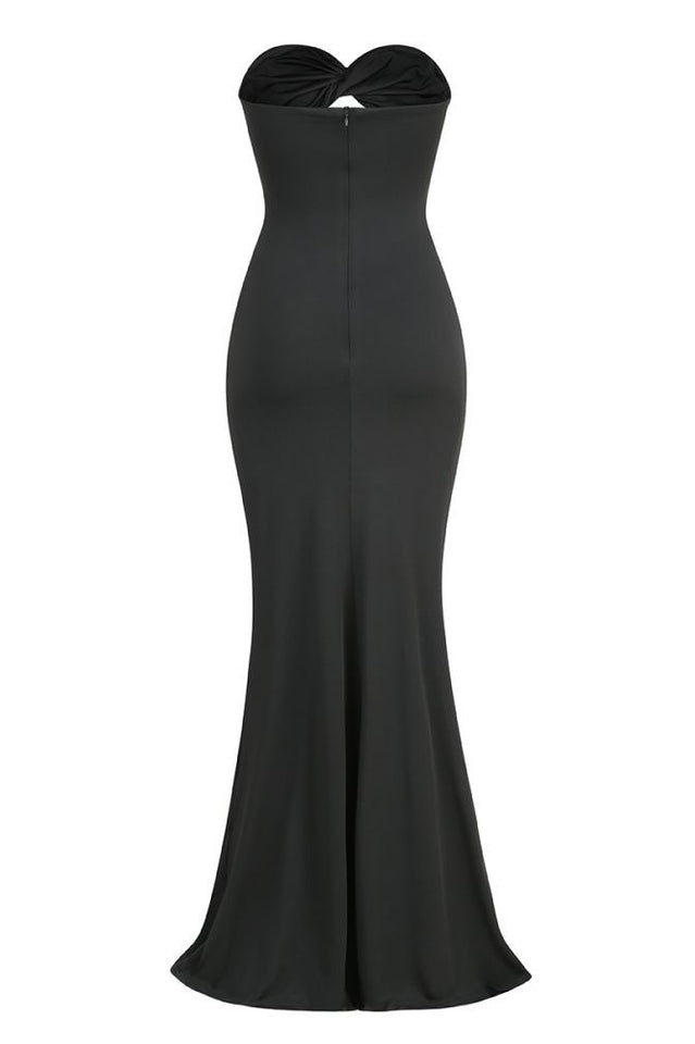 Strapless Sweetheart Twist Cutout Mermaid Maxi Dress