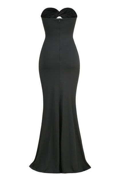 Strapless Sweetheart Twist Cutout Mermaid Maxi Dress