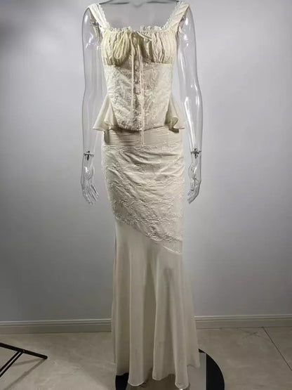 Embroidery Sleeveless Top And Asymmetric Mermaid Skirt 2-Piece Set For Women 2026