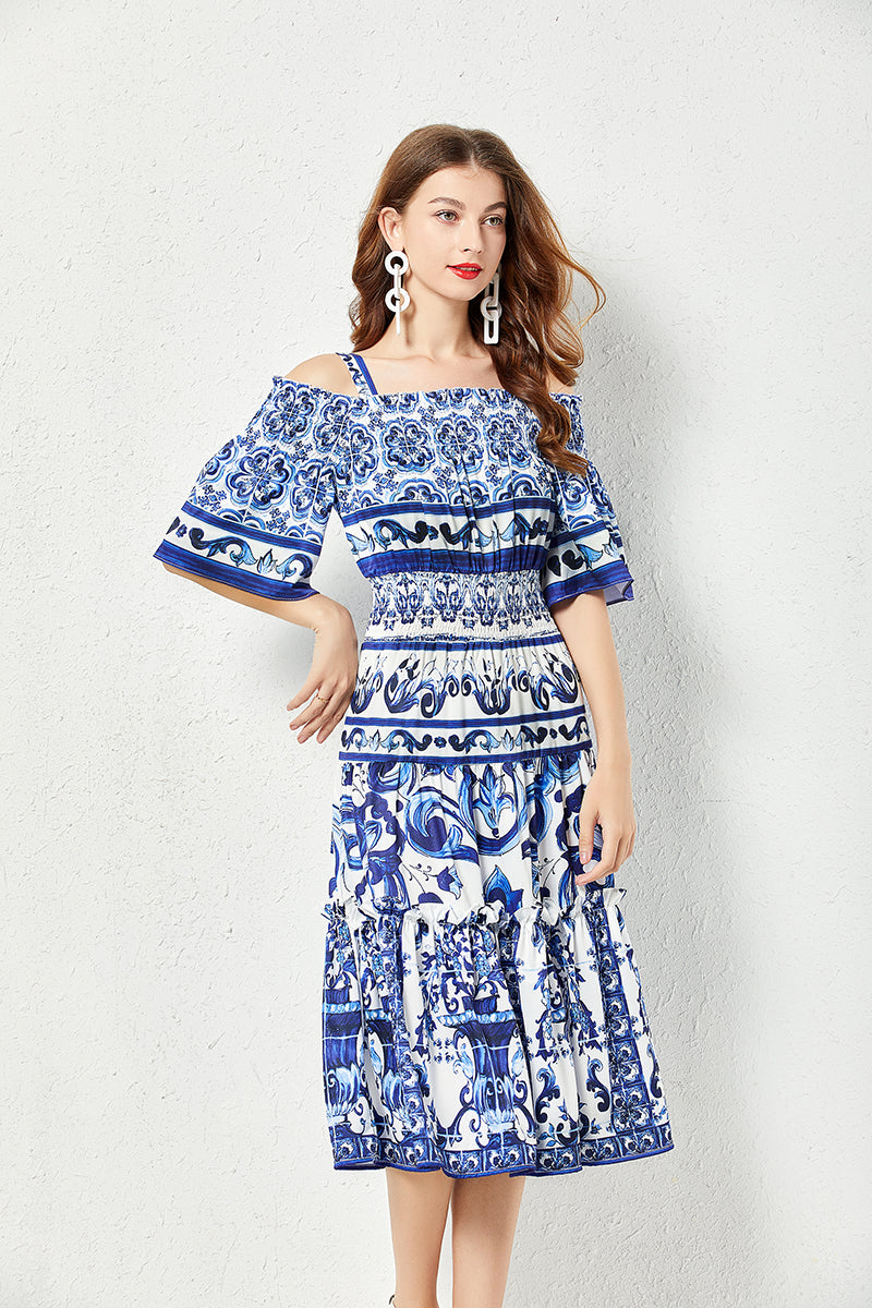 Women’s Floral Print A-Line Midi Dress – Perfect for Summer