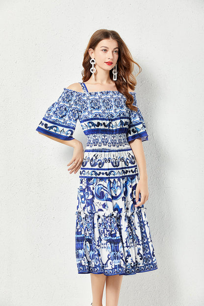 Women’s Floral Print A-Line Midi Dress – Perfect for Summer
