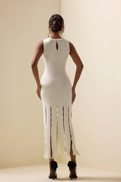 Knit Solid Cut-Out Sleeveless Midi Dress