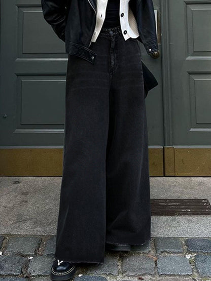 Vintage Black Wash Wide Leg Flare Boyfriend Jeans