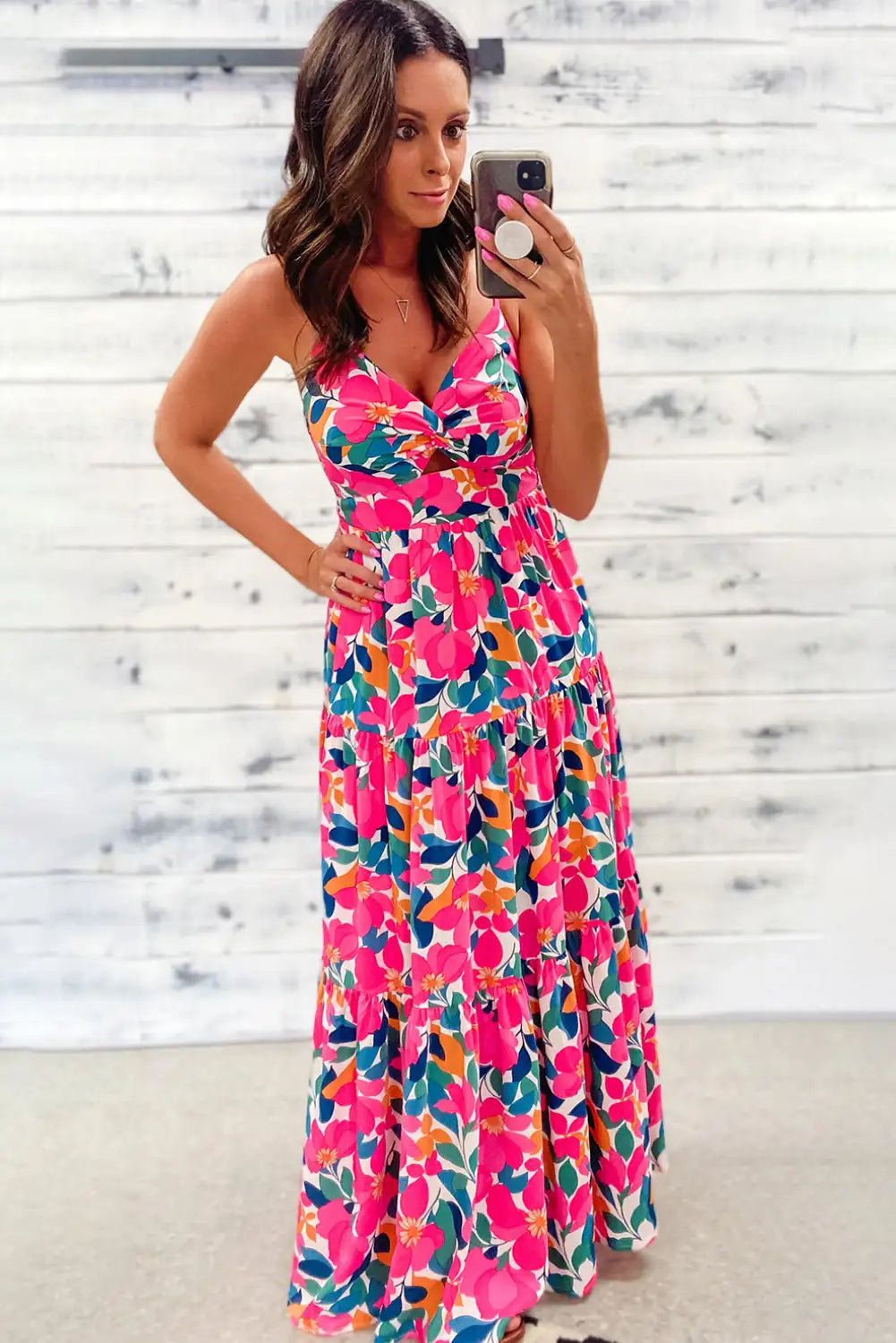 floral twisted back maxi dress