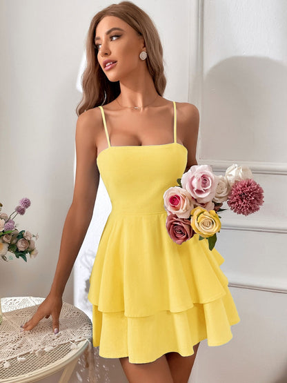 Pure Cotton Backless Bow Tie Mini&Short Dresses