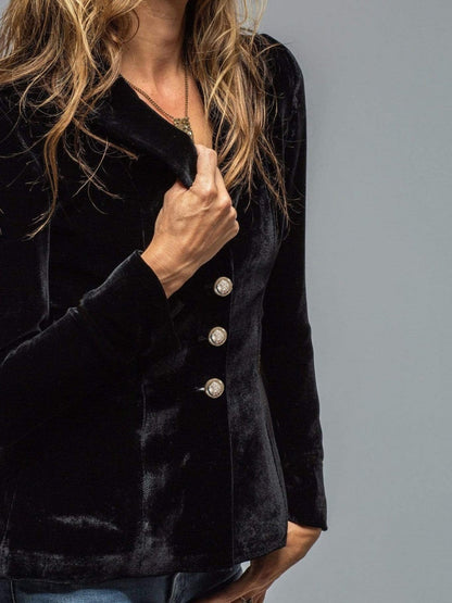 Velvet Blazer-Style Outerwear Top