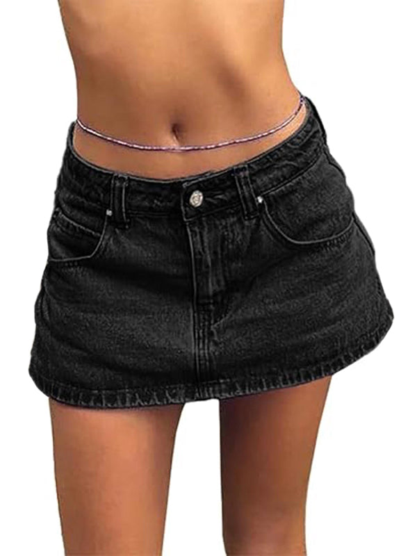 Vintage Blue Micro Denim Skirts