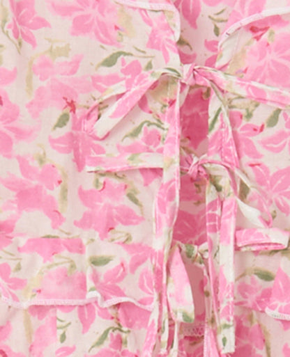 Aurora Floral Blouse | Ruffled V-Neck | Puff Sleeves