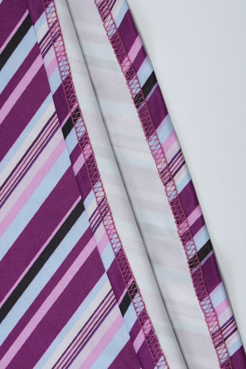 Striped Halter Neck Chevron Panel Knit Maxi Dress