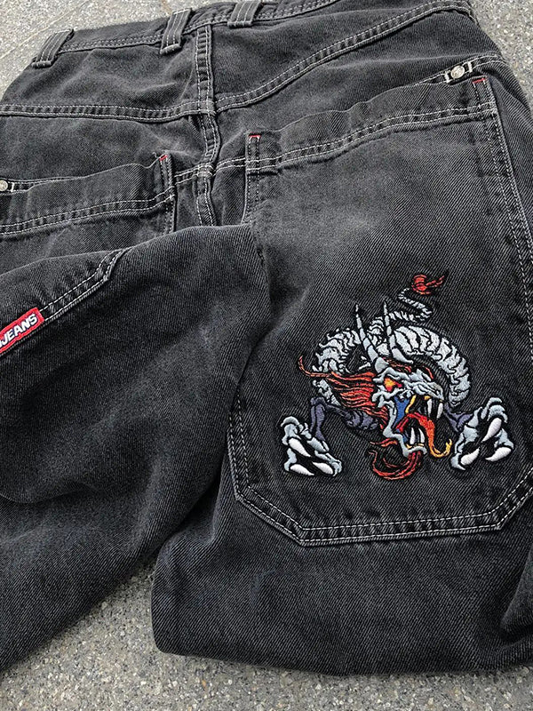 Hip Hop Trendy Brand Print Boyfriend Jeans