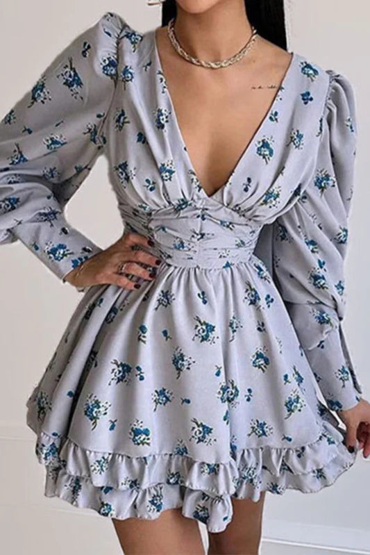 Floral Long Sleeve Party Dress