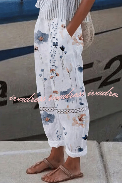 Casual Unique Printed Button Pocket Pants