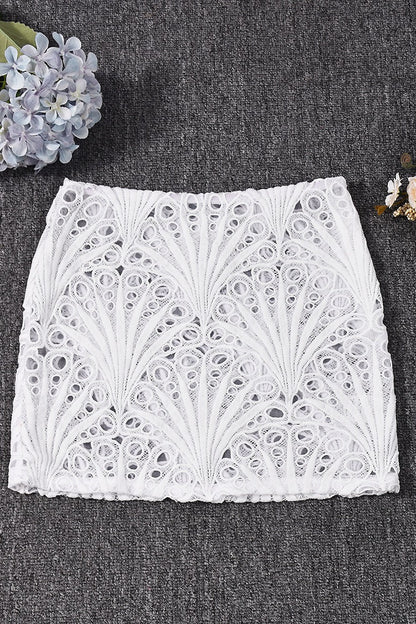 Elastic Waist Sheer Panel Cutout Bodycon Skirt