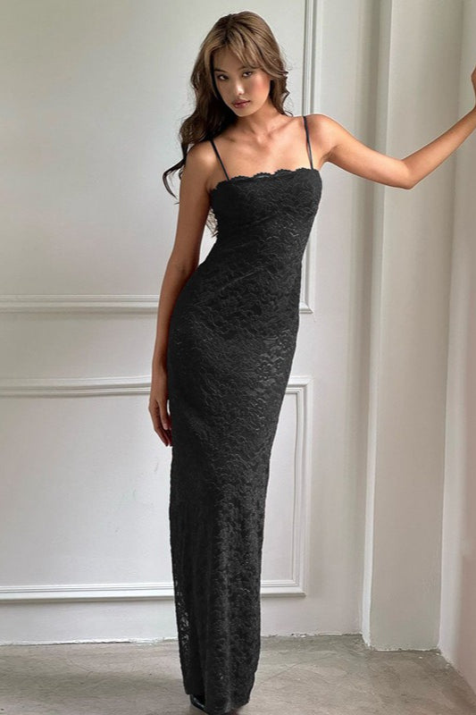 | Lace Cutout Spaghetti Strap Maxi Dress