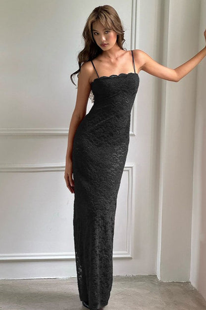 | Lace Cutout Spaghetti Strap Maxi Dress