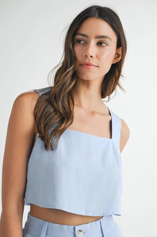 MABLE Linen and Crop Top and Shorts Set