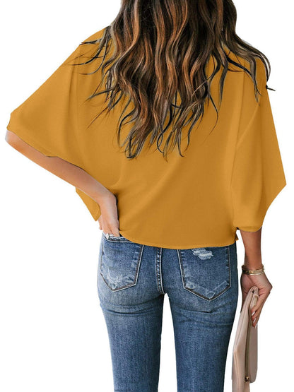 Chiffon Loose V-neck Casual T-shirt