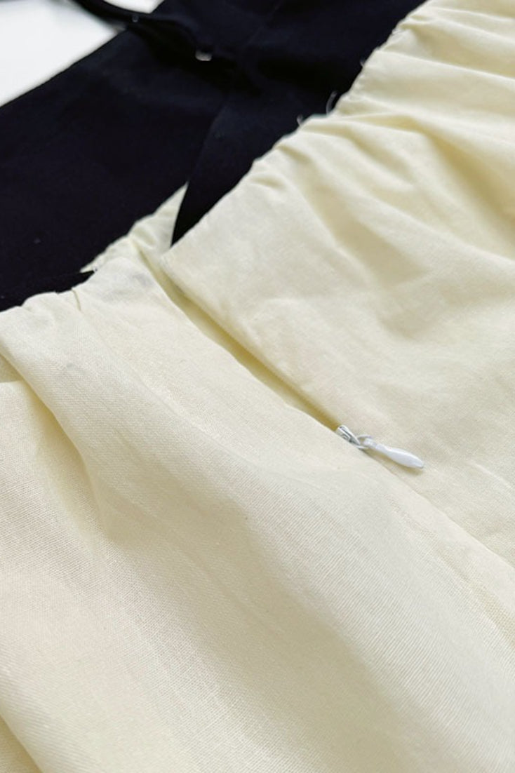 Linen Blend Colorblock Spaghetti Strap Empire Waist Gathered Maxi Dress