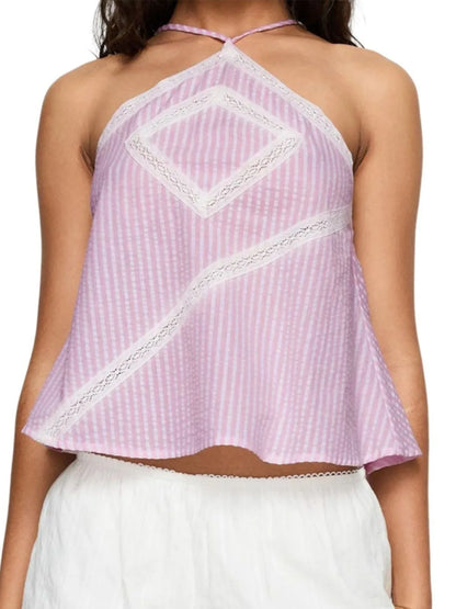 Striped Halter Neck Cami