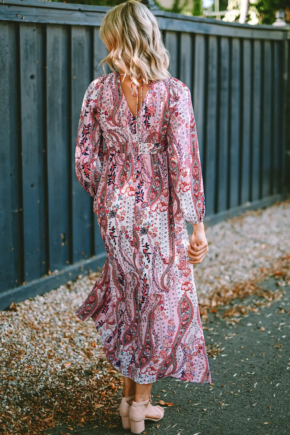 boho paisley print v neck maxi dress multicolor