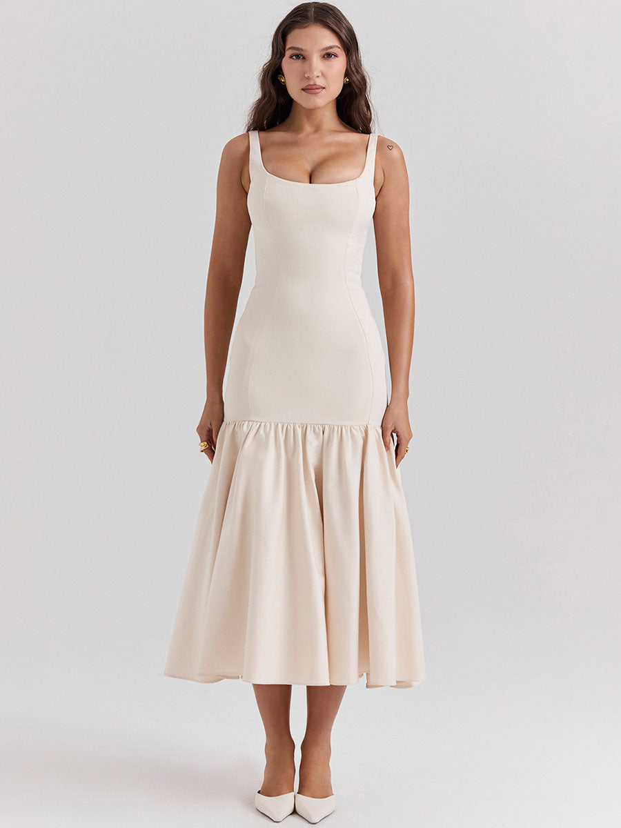 Bodycon Dress Square Neck Backless Ruffles Prom Party Maxi Dresses