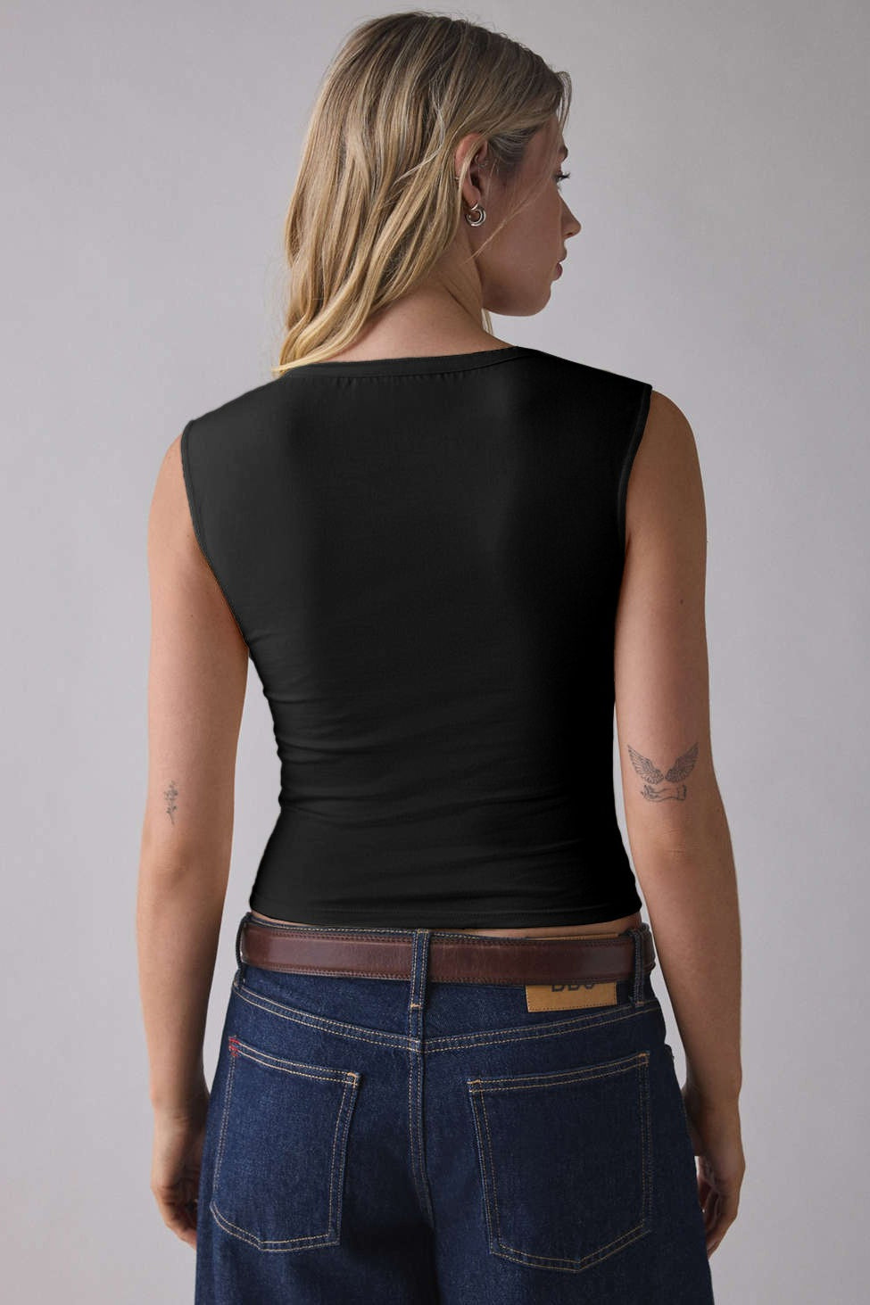 Deep V Ruched Sleeveless Tank Top