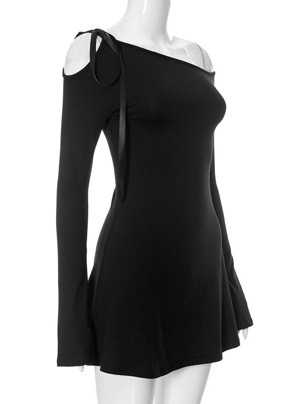 Bodycon Dresses Irregular Neck Long Sleeves Sexy Mini Dresses