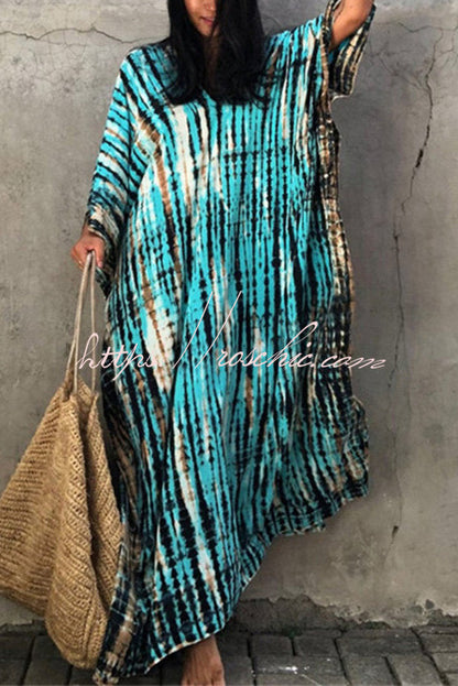 Live Freely Tie Dye Boho Loose Cover-up Dress