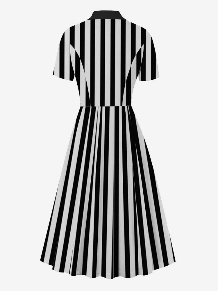 Vintage 1950s Swing Dress for Women - A Line Double Breasted Lapel Collar Rockabilly Midi Tea Dress - Summer Cocktail 2026