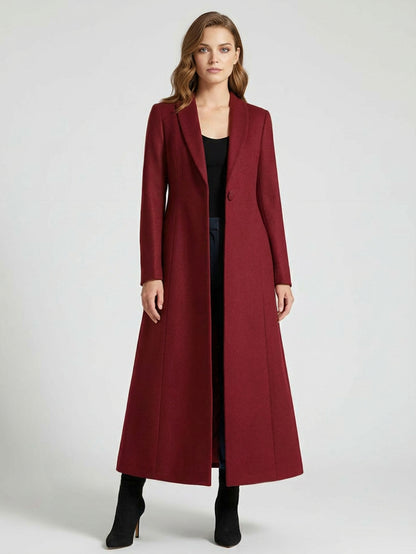 Women's Coat Warm Winter A-line Lapel Full Length Maxi Woolen Coat 2026