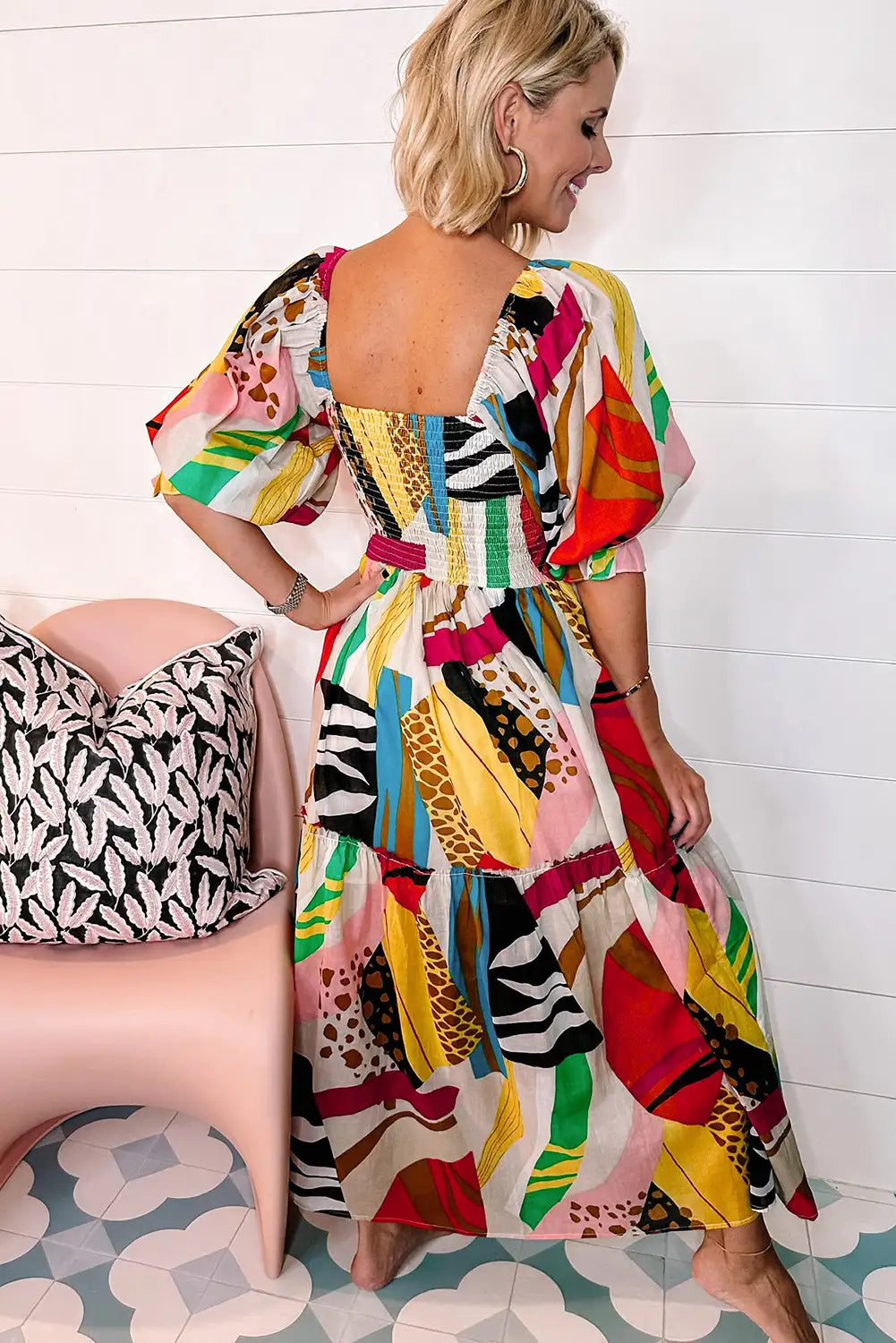 boho abstract print maxi dress