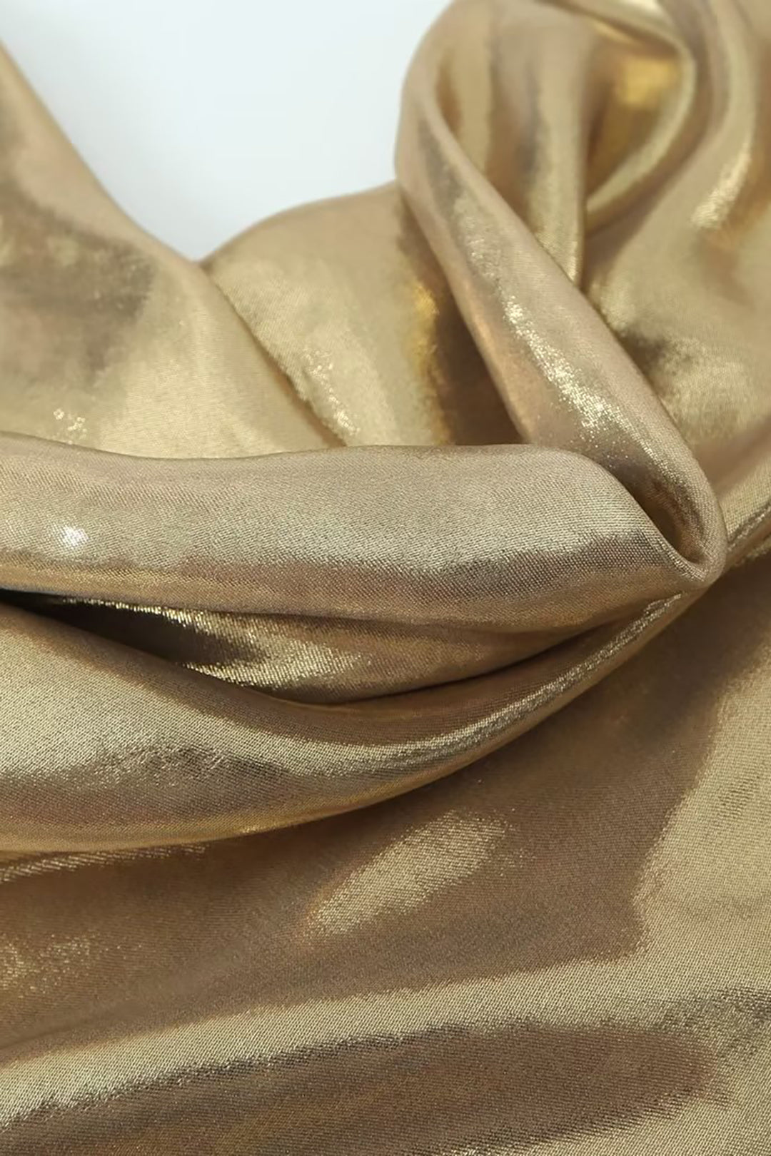 Cowl Neck Spaghetti Strap Metallic Satin Slip Mini Dress