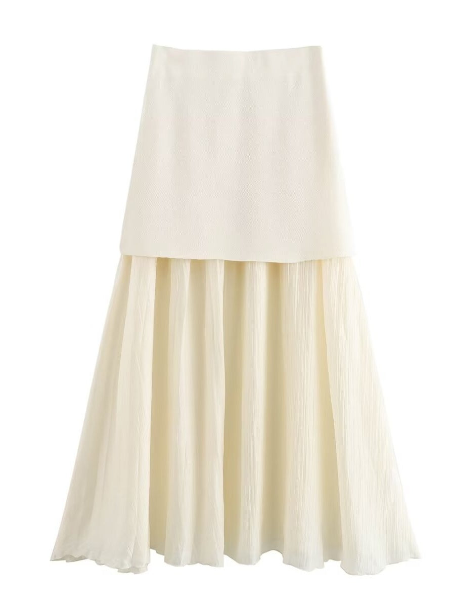 V-neck With Gold Buttons Vest Pleated Skirt 2-piece Sets