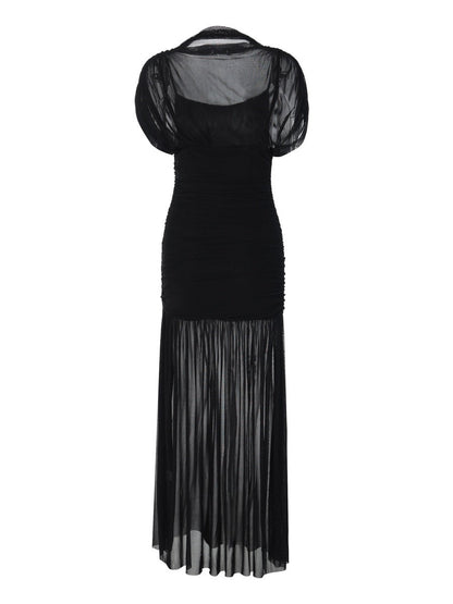 Fitted, Bodycon Maxi Dress With Mesh Panels