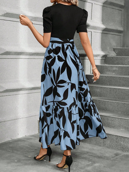 Floral Print High-waisted Long Dress