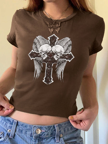 Vintage Wings Cross Hand Printed Tee