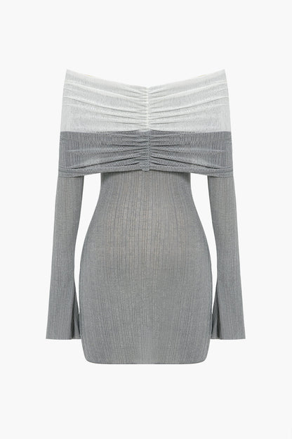 Patchwork Off Shoulder Mini Dress