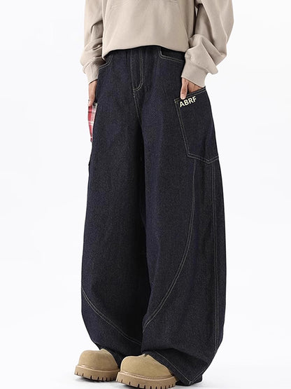 Large Pocket With Retro Design Boyfriend Jeans