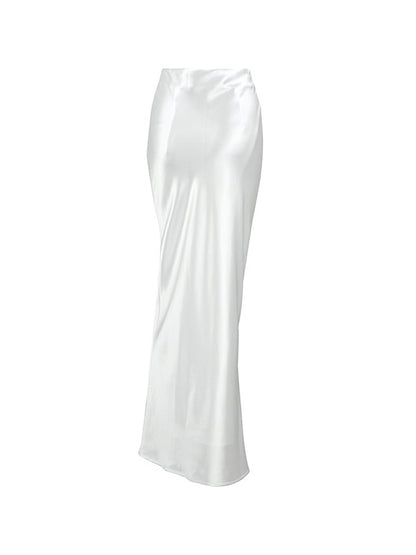Solid Satin High Rise Mermaid Maxi Skirt